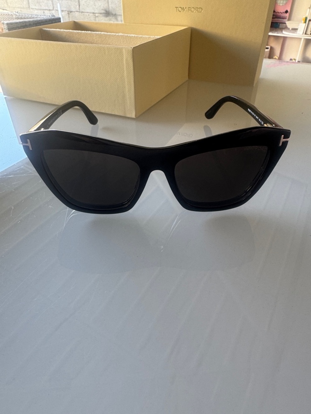 Tom Ford Blue Block Squared Cat Eye with Clip on Sun Shade - Case Set with Box - Picture 8 of 15